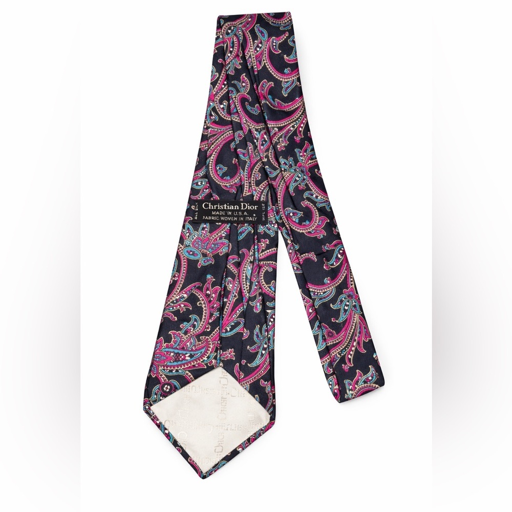 Christian Dior Vintage Silk Tie Bold Paisley Y2K Old Money‎ Luxe Core